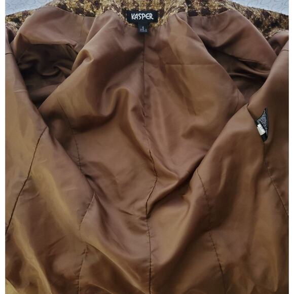 KASPER Women's Brown Patterned Blazer Sz 6 - Picture 7 of 9